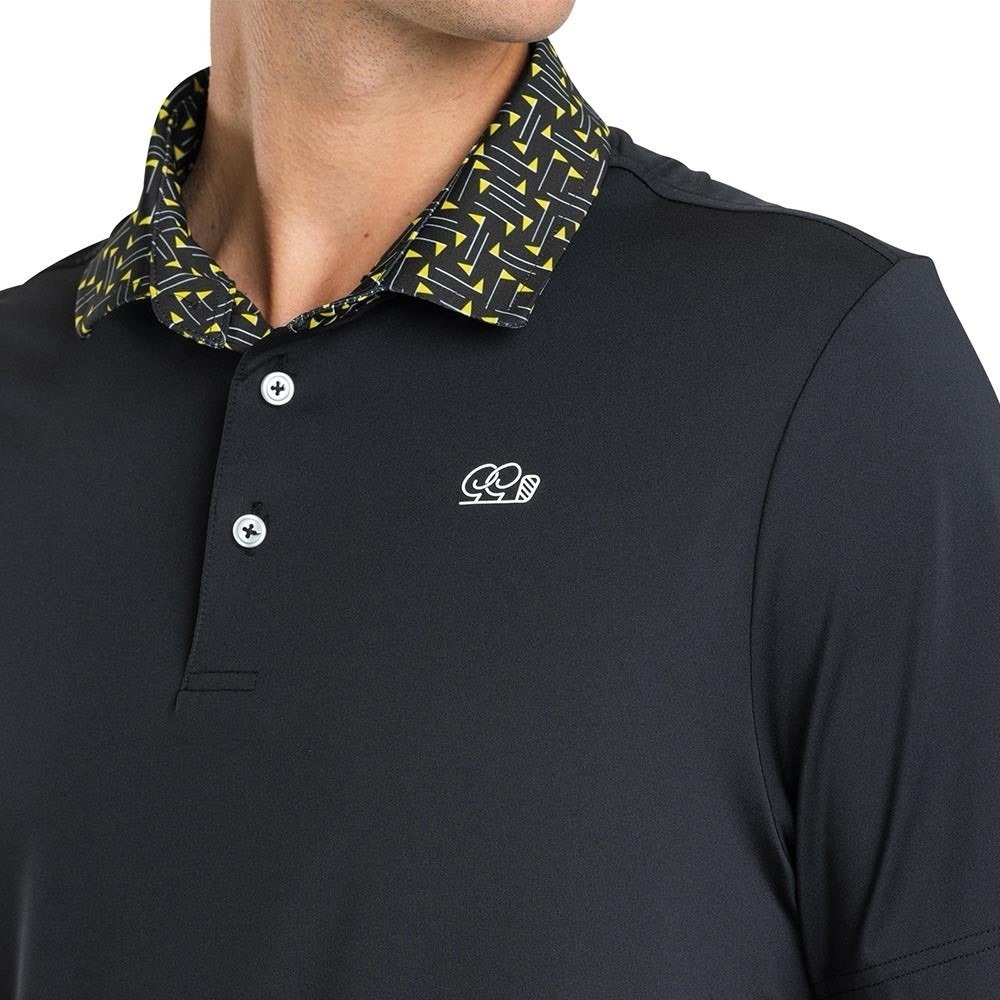 Good Good Golf Polo Shirt Mens XL "Got It" Black Geometric Performance Stretch
